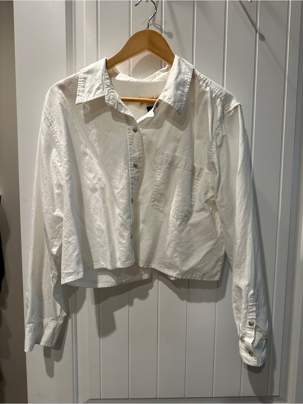 White Cropped Linen Shirt